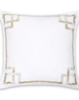 Coastal Indoor Outdoor Throw Pillow Cover, Embroidered Frame Greek Key, Neutral Tan, 20"x20"