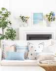Coastal Indoor Outdoor Throw Pillow Cover, Embroidered Frame Greek Key, Neutral Tan, 20"x20"