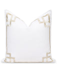 Coastal Indoor Outdoor Throw Pillow Cover, Embroidered Frame Greek Key, Neutral Tan, 20"x20"