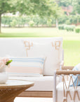Coastal Indoor Outdoor Throw Pillow Cover, Embroidered Frame Greek Key, Neutral Tan, 20"x20"