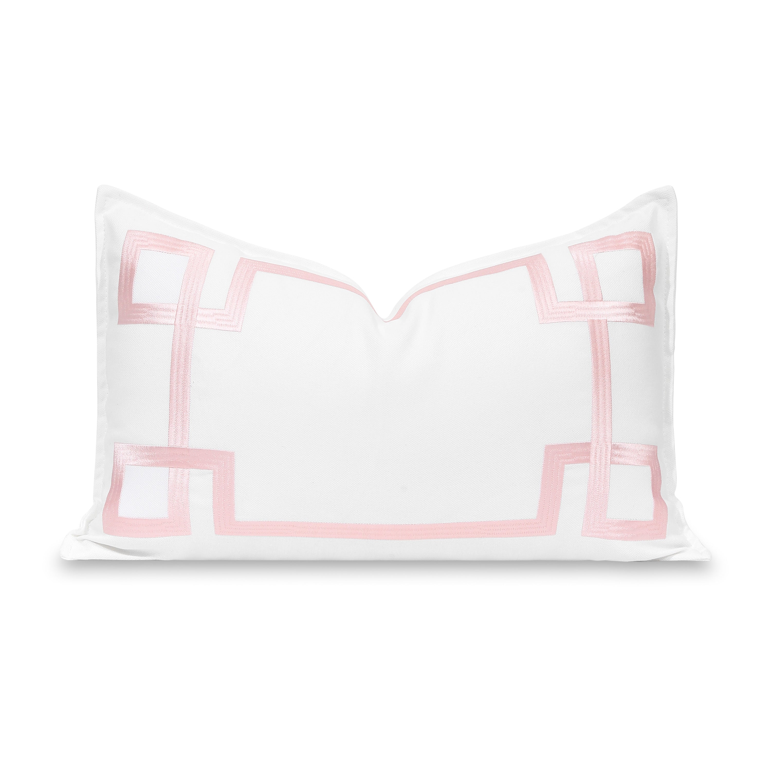 Coastal Indoor Outdoor Lumbar Pillow Cover, Embroidered Frame