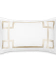 Coastal Indoor Outdoor Lumbar Pillow Cover, Embroidered Frame Greek Key, Neutral Tan, 12"x20"
