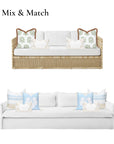 Coastal Indoor Outdoor Lumbar Pillow Cover, Embroidered Frame Greek Key, Neutral Tan, 12"x20"