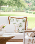 Coastal Indoor Outdoor Lumbar Pillow Cover, Embroidered Frame Greek Key, Neutral Tan, 12"x20"