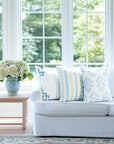 Coastal Indoor Outdoor Throw Pillow Cover Only, Frame Greek Key, Baby Blue, 20"x20"