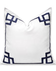 Coastal Indoor Outdoor Throw Pillow Cover Only, Frame Greek Key, Navy Blue, 20"x20"