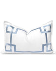 Coastal Indoor Outdoor Lumbar Pillow Cover Only, Frame Greek Key, Baby Blue, 12"x20"