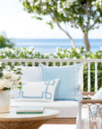 Coastal Indoor Outdoor Lumbar Pillow Cover Only, Frame Greek Key, Baby Blue, 12"x20"