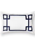 Coastal Indoor Outdoor Lumbar Pillow Cover Only, Frame Greek Key, Navy Blue, 12"x20"