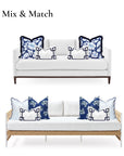 Coastal Indoor Outdoor Lumbar Pillow Cover Only, Frame Greek Key, Navy Blue, 12"x20"