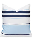 Coastal Indoor Outdoor Throw Pillow Cover, Stripes, Navy Baby Blue, 20"x20"