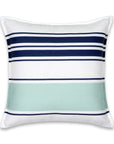Coastal Indoor Outdoor Throw Pillow Cover, Stripes, Navy Blue Aqua, 20"x20"