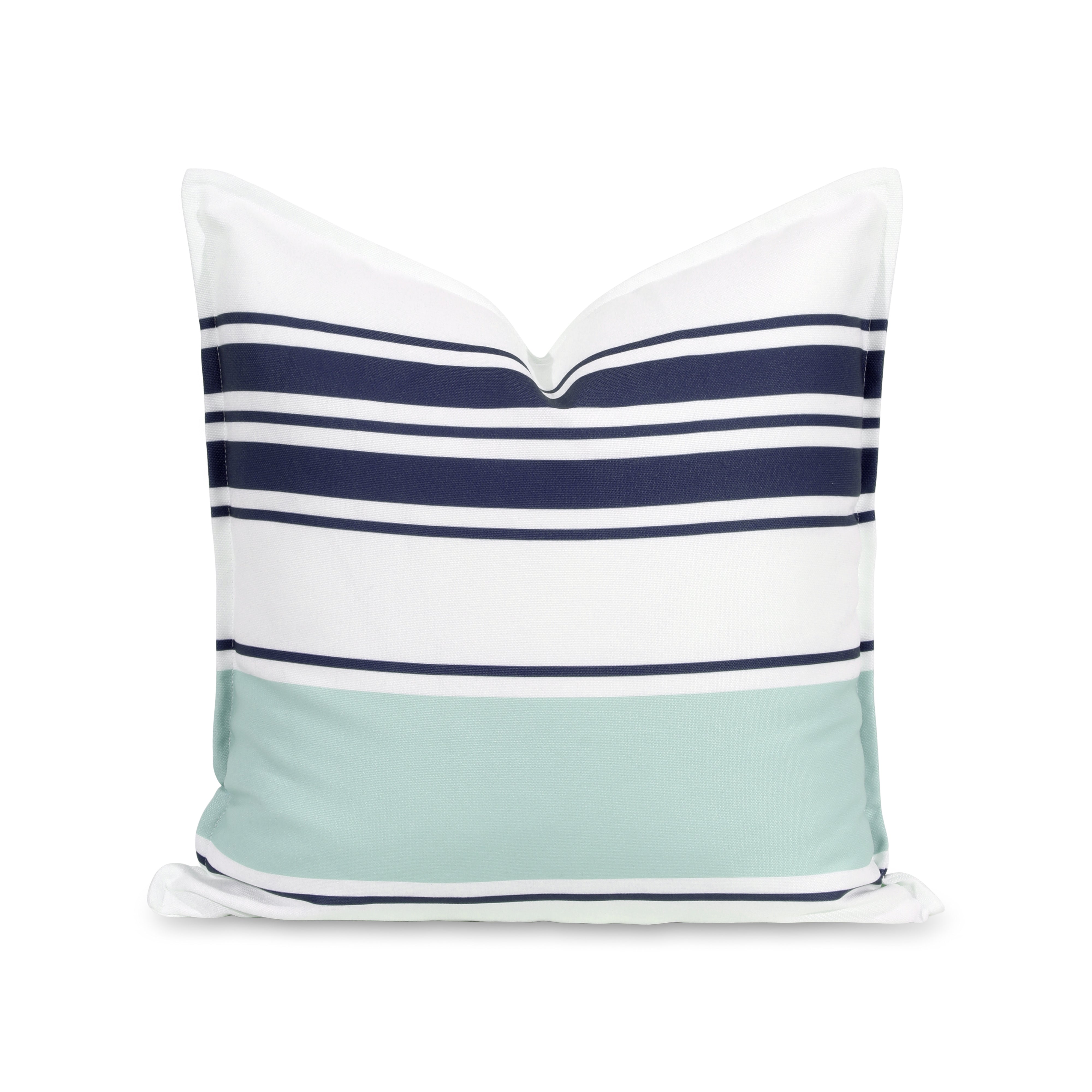 Coastal Pillow Cover, Striped Navy Blue Aqua, 20
