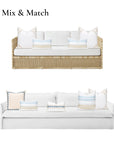 Coastal Indoor Outdoor Lumbar Pillow Cover, Stripes, Baby Blue Neutral Tan, 12"x20"