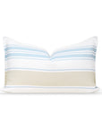 Coastal Indoor Outdoor Lumbar Pillow Cover, Stripes, Baby Blue Neutral Tan, 12"x20"