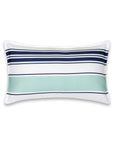 Coastal Indoor Outdoor Lumbar Pillow Cover, Stripes, Navy Blue Aqua, 12"x20"