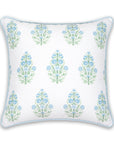 Coastal Indoor Outdoor Throw Pillow Cover, Floral with Piping, Baby Blue Green, 18"x18"