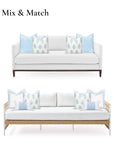 Coastal Indoor Outdoor Throw Pillow Cover, Floral with Piping, Baby Blue Green, 18"x18"