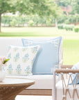 Marveille Flowers, Floral Outdoor Fabric By The Yard 57'', Baby Blue Flower on White