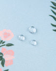Marveille Flowers, Vintage Floral Outdoor Fabric By The Yard 57", Pink Flower on Baby Blue