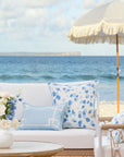 Coastal Indoor Outdoor Throw Pillow Cover, Leopard with Piping, Baby Blue, 20"x20"