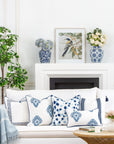 Coastal Indoor Outdoor Throw Pillow Cover, Leopard with Piping, Navy Blue, 20"x20"