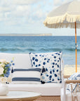 Coastal Indoor Outdoor Throw Pillow Cover, Leopard with Piping, Navy Blue, 20"x20"