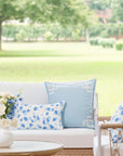 Coastal Indoor Outdoor Lumbar Pillow Cover, Leopard with Piping, Baby Blue, 12"x20"