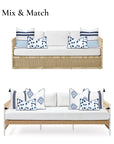 Coastal Indoor Outdoor Lumbar Pillow Cover, Leopard with Piping, Navy Blue, 12"x20"