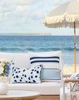 Coastal Indoor Outdoor Lumbar Pillow Cover, Leopard with Piping, Navy Blue, 12"x20"