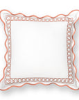 Coastal Indoor Outdoor Scalloped Throw Pillow Cover Only, Begonia Pattern Chain Frame, Blush Pink, 20"x20"