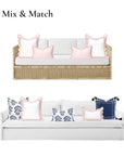 Coastal Indoor Outdoor Scalloped Throw Pillow Cover Only, Begonia Pattern Chain Frame, Blush Pink, 20"x20"