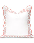 Coastal Indoor Outdoor Scalloped Throw Pillow Cover Only, Begonia Pattern Chain Frame, Blush Pink, 20"x20"