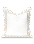 Hanverge Begonia Frame, Indoor/Outdoor Tan Throw Pillow Cover, with Scalloped Border, 20"x20"