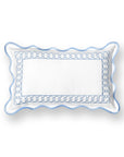Coastal Indoor Outdoor Scalloped Lumbar Pillow Cover Only, Begonia Pattern Chain Frame, Baby Blue, 12"x20"