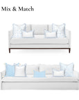 Coastal Indoor Outdoor Scalloped Lumbar Pillow Cover Only, Begonia Pattern Chain Frame, Baby Blue, 12"x20"
