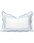 Coastal Indoor Outdoor Scalloped Lumbar Pillow Cover Only, Begonia Pattern Chain Frame, Baby Blue, 12"x20"