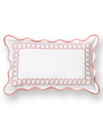 Coastal Indoor Outdoor Scalloped Lumbar Pillow Cover Only, Begonia Pattern Chain Frame, Blush Pink, 12"x20"