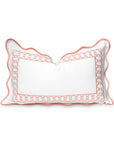 Coastal Indoor Outdoor Scalloped Lumbar Pillow Cover Only, Begonia Pattern Chain Frame, Blush Pink, 12"x20"