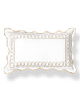 Hanverge Begonia Frame, Indoor/Outdoor Tan Lumbar Pillow Cover, with Scalloped Border, 12"x20"