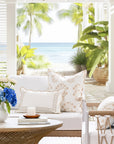 Hanverge Begonia Frame, Indoor/Outdoor Tan Lumbar Pillow Cover, with Scalloped Border, 12"x20"