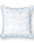 Coastal Indoor Outdoor Scalloped Throw Pillow Cover Only, Dahlia Floral, Baby Blue, 20"x20"