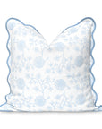 Coastal Indoor Outdoor Scalloped Throw Pillow Cover Only, Dahlia Floral, Baby Blue, 20"x20"