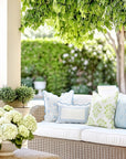 Coastal Indoor Outdoor Scalloped Throw Pillow Cover Only, Dahlia Floral, Baby Blue, 20"x20"