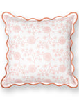 Coastal Indoor Outdoor Scalloped Throw Pillow Cover Only, Dahlia Floral, Blush Pink, 20"x20"