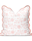 Coastal Indoor Outdoor Scalloped Throw Pillow Cover Only, Dahlia Floral, Blush Pink, 20"x20"