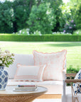 Coastal Indoor Outdoor Scalloped Throw Pillow Cover Only, Dahlia Floral, Blush Pink, 20"x20"