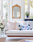 Coastal Indoor Outdoor Scalloped Throw Pillow Cover Only, Dahlia Floral, Blush Pink, 20"x20"