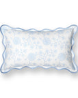 Coastal Indoor Outdoor Scalloped Lumbar Pillow Cover Only, Dahlia Floral, Baby Blue, 12"x20"