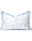 Coastal Indoor Outdoor Scalloped Lumbar Pillow Cover Only, Dahlia Floral, Baby Blue, 12"x20"